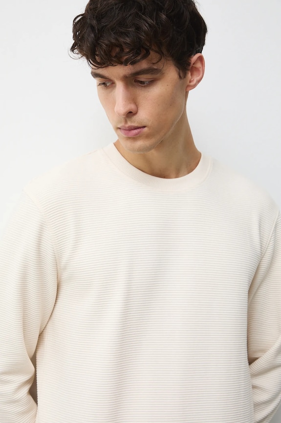 Longsleeve męski prążkowany kolor beżowy gładkie beżowy RW24-BUM061