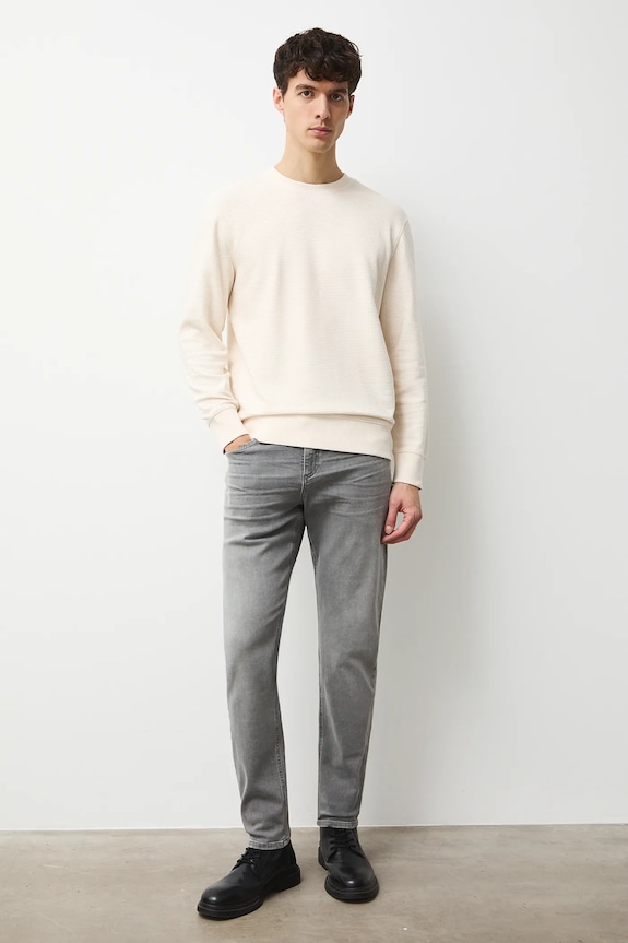 Longsleeve męski prążkowany kolor beżowy RW24-BUM061 beżowy RW24