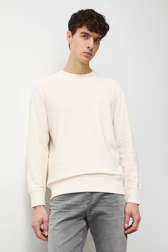 Longsleeve męski prążkowany kolor beżowy beżowy RW24-BUM061
