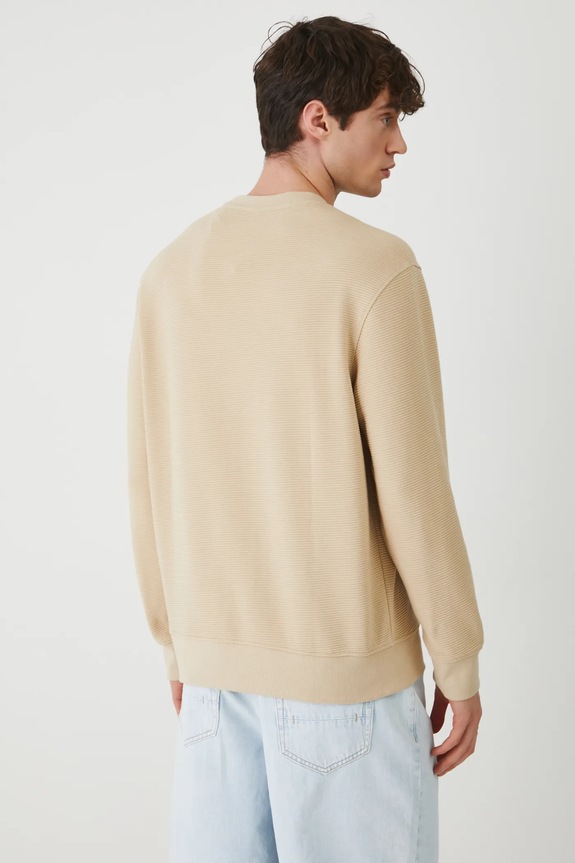 Odzież Longsleeve męski prążkowany kolor beżowy RW24-BUM061 beżowy