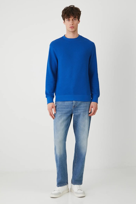 Longsleeve męski prążkowany kolor niebieski RW24-BUM061 niebieski RW24