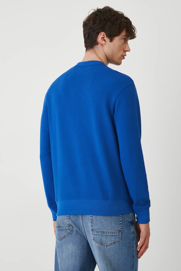 Odzież Longsleeve męski prążkowany kolor niebieski RW24-BUM061 niebieski