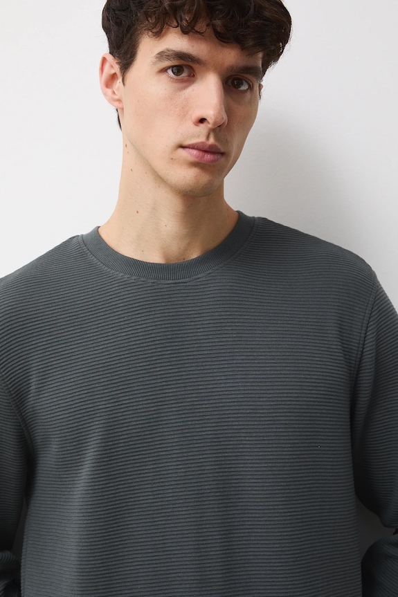 Longsleeve męski prążkowany kolor zielony zielony RW24-BUM061