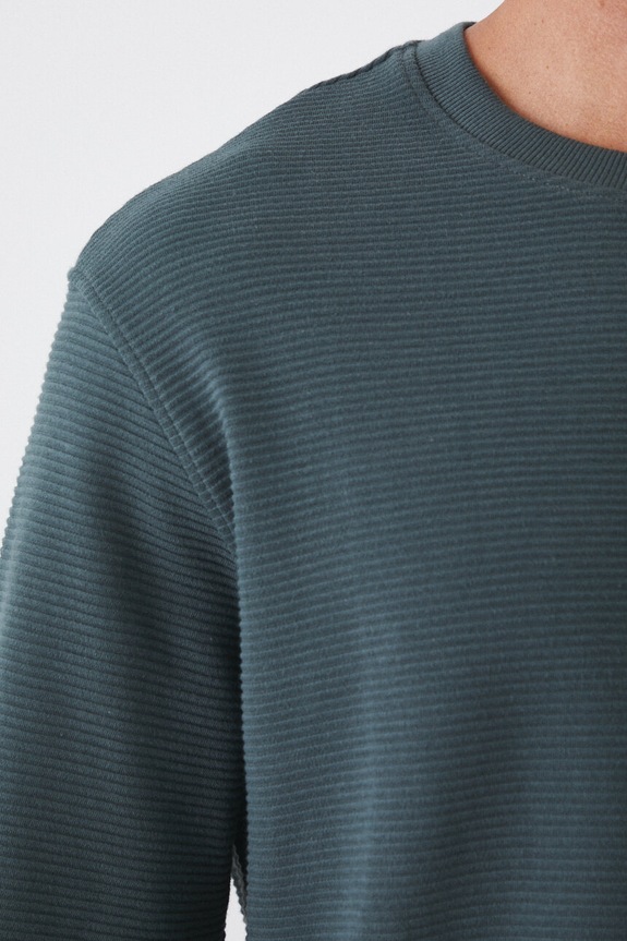 Longsleeve męski prążkowany kolor zielony RW24-BUM061