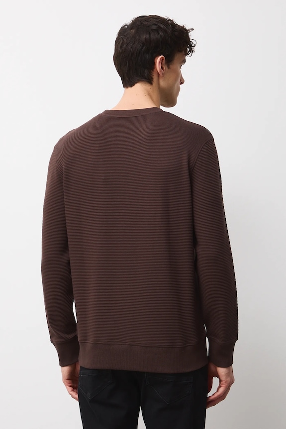 Odzież Longsleeve męski prążkowany kolor brązowy RW24-BUM061 brązowy