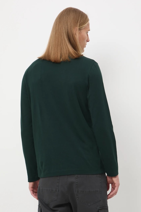 Longsleeve bawełniany męski z domieszką elastanu gładki kolor zielony zielony RW24-BUM080