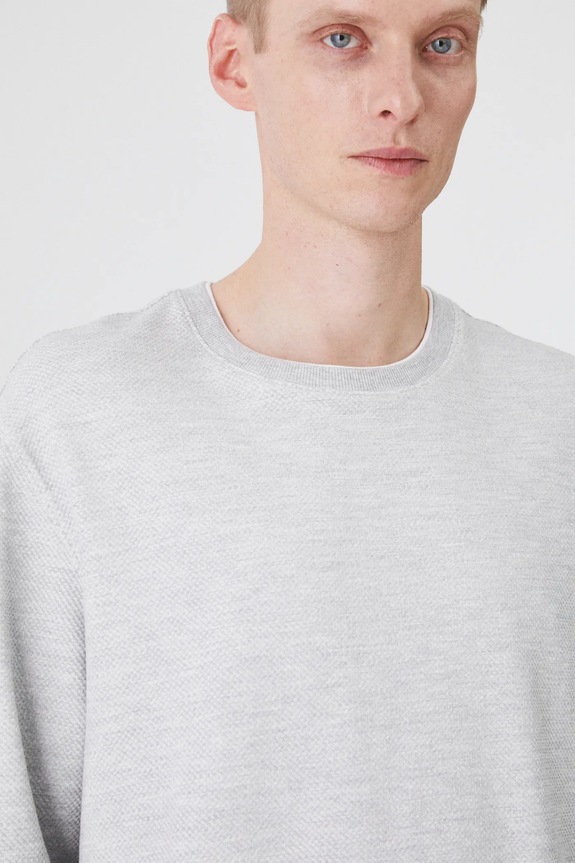 Tričko s dlouhým rukávem pánské se strukturou šedá barva šedá RW24-BUM700