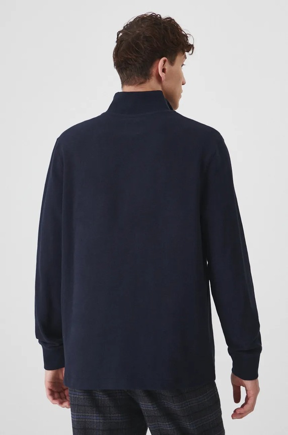 Odzież Longsleeve męski z fakturą kolor granatowy RW24-BUM800 granatowy