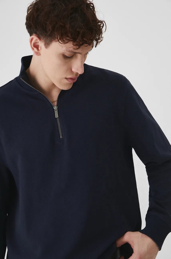 Longsleeve męski z fakturą kolor granatowy RW24-BUM800 granatowy