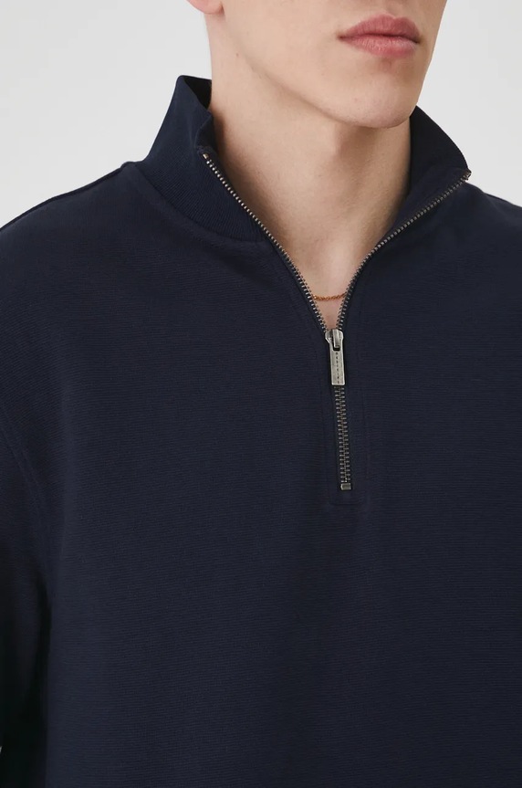 Longsleeve męski z fakturą kolor granatowy RW24-BUM800