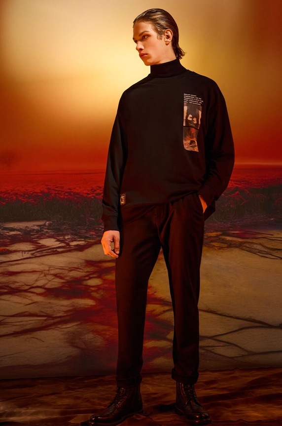 Longsleeve męski z kolekcji Zdzisław Beksiński x Medicine kolor czarny RW24-BUM850 czarny RW24