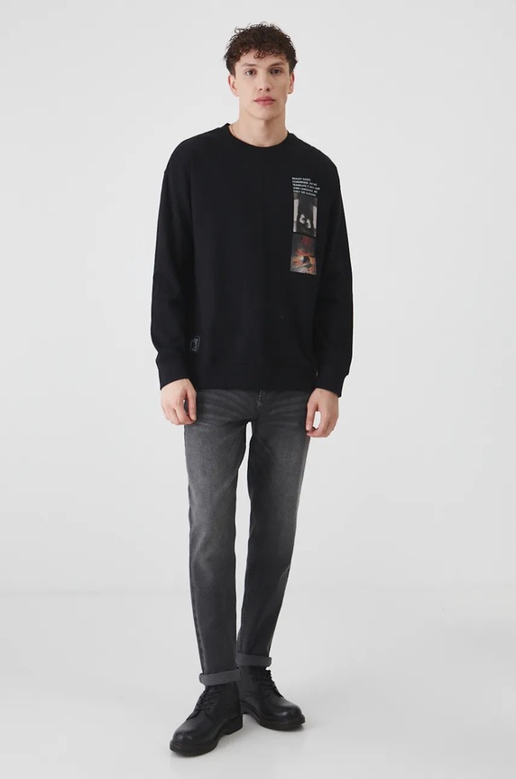 Longsleeve męski z kolekcji Zdzisław Beksiński x Medicine kolor czarny czarny RW24-BUM850