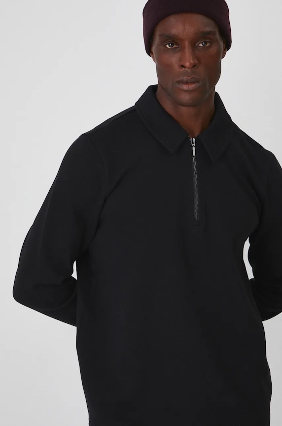 Longsleeve męski z fakturą kolor czarny pozostałe czarny RW24-BUMA10