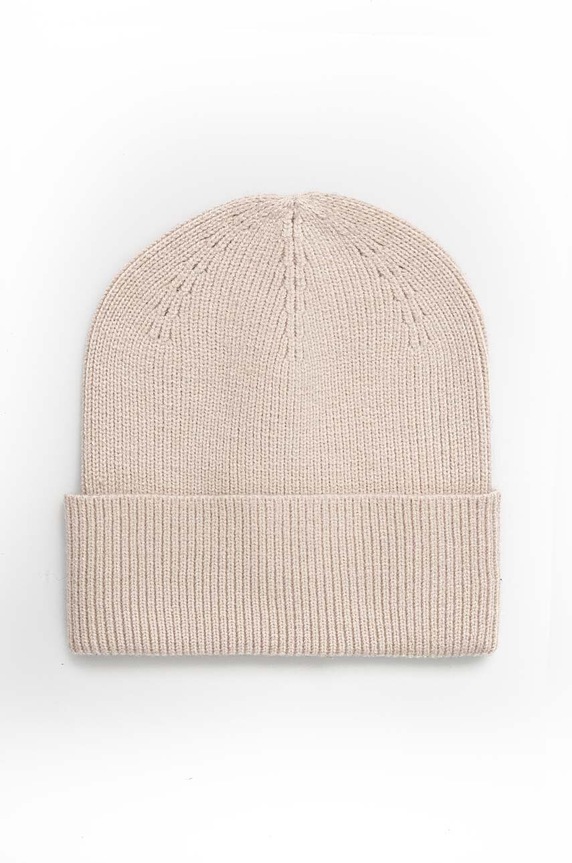 Čiapka dámska Rebrovaná čiapka s viskózou béžová farba stredne hrubá béžová RW24-CAD041