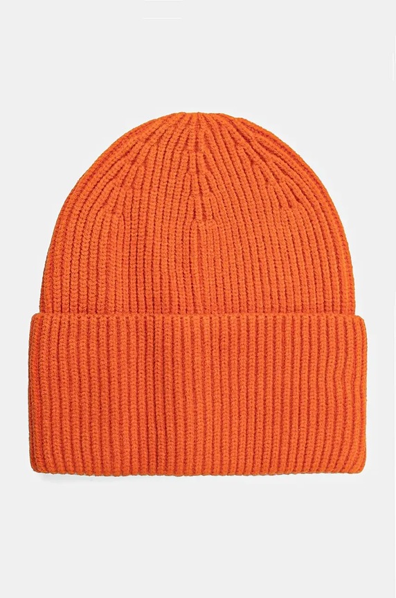 Čiapka dámska rebrovaná čiapka oranžová farba stredne hrubá oranžová RW24-CAD051