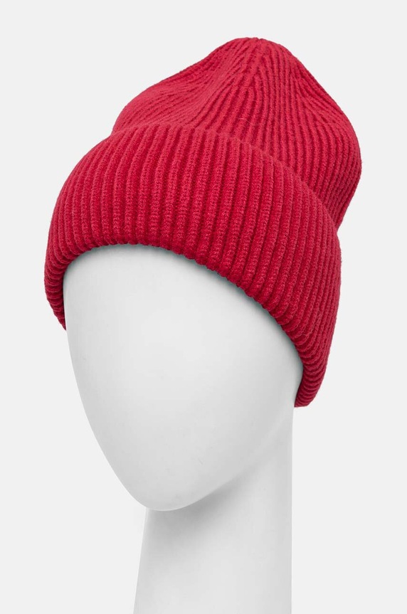 Akcesoria Czapka damska beanie prążkowana kolor czerwony RW24-CAD051 pomarańczowy