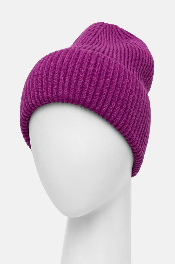 Akcesoria Czapka damska beanie prążkowana kolor różowy RW24-CAD051 różowy
