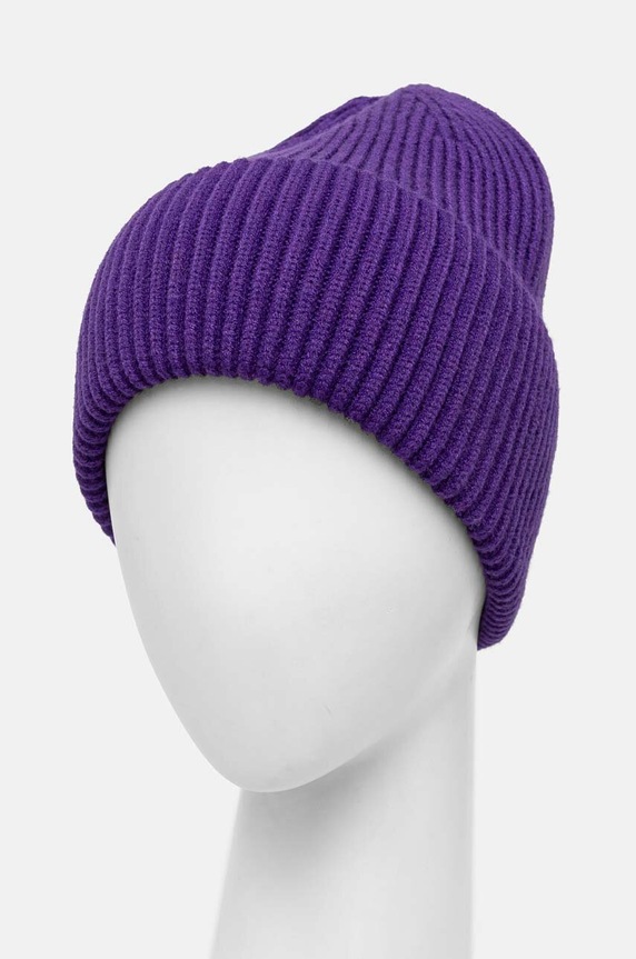 Akcesoria Czapka damska beanie prążkowana kolor fioletowy RW24-CAD051 fioletowy