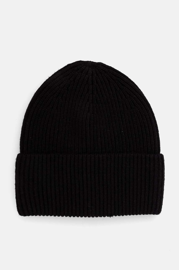 Czapka damska beanie prążkowana kolor czarny średniej grubości czarny RW24-CAD051