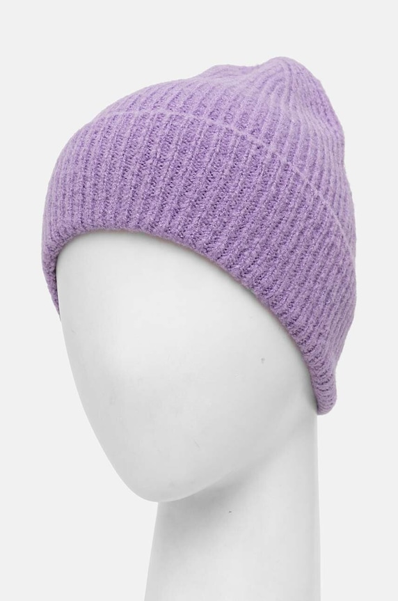 Akcesoria Czapka damska beanie prążkowana kolor fioletowy RW24-CAD052 fioletowy