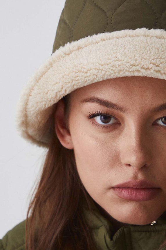 Kapelusz damski typu bucket hat dwustronny kolor zielony RW24-CAD402