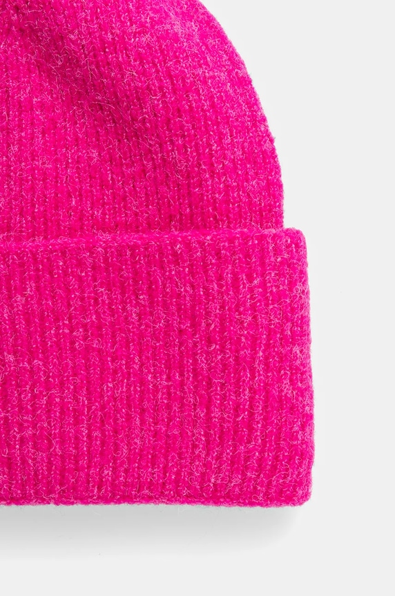 Czapka z domieszką wełny damska beanie kolor różowy RW24-CAD702 różowy RW24