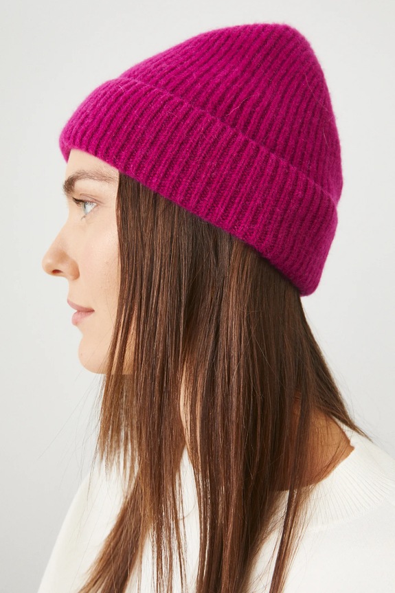 Czapka z kaszmiru beanie kolor różowy RW24-CAD800 różowy RW24