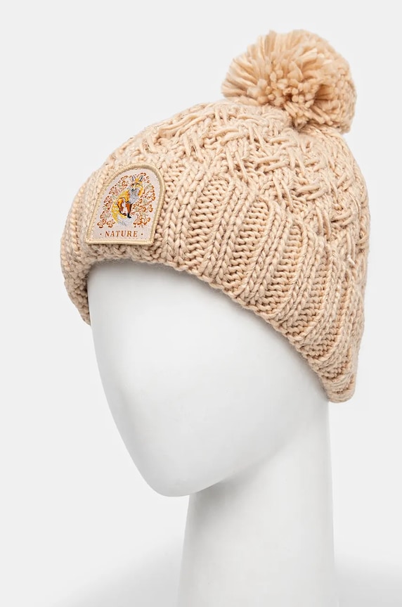 Akcesoria Czapka damska beanie z pomponem kolor beżowy RW24-CAD804 beżowy