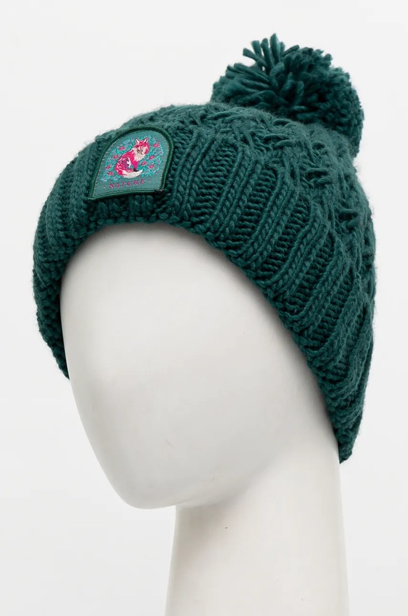 Akcesoria Czapka damska beanie z pomponem kolor zielony RW24-CAD804 turkusowy