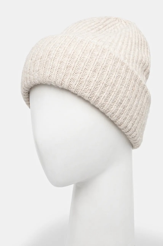 Czapka damska beanie prążkowana kolor beżowy beżowy RW24-CAD808