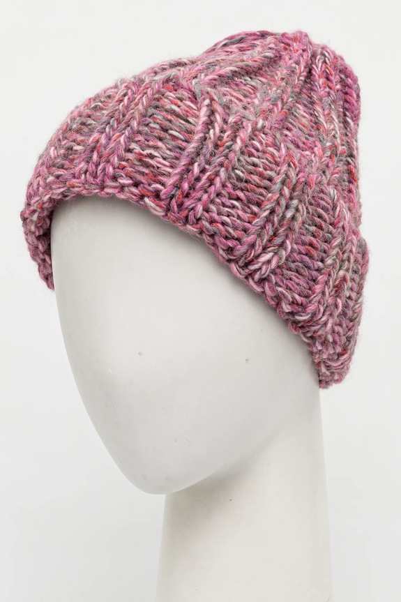 Czapka z domieszką wełny damska beanie kolor różowy różowy RW24-CAD902