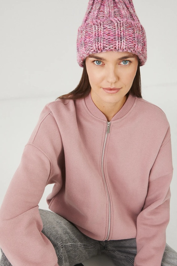 Czapka z domieszką wełny damska beanie kolor różowy RW24-CAD902 różowy