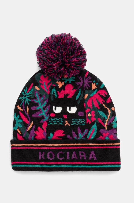 Czapka damska beanie z pomponem kolor multicolor średniej grubości multicolor RW24-CAD903