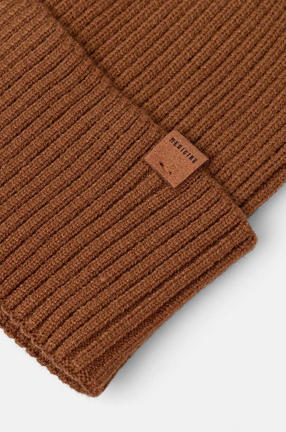 Akcesoria Czapka męska beanie prążkowana kolor brązowy RW24-CAM050 brązowy