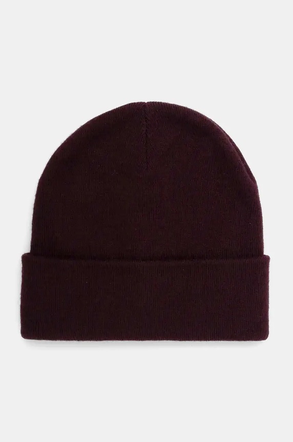 Czapka z domieszką wełny męski beanie kolor bordowy średniej grubości bordowy RW24-CAM060