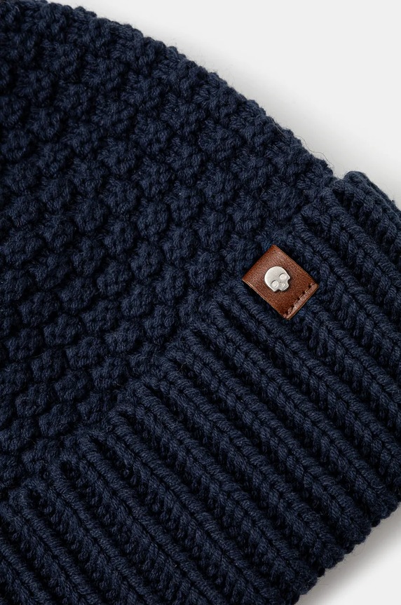 Doplňky Čepice pánská beanie, s bambulí tmavomodrá barva RW24-CAM810 námořnická modř