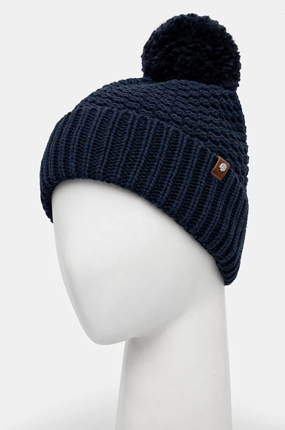 Čepice pánská beanie, s bambulí tmavomodrá barva námořnická modř RW24-CAM810