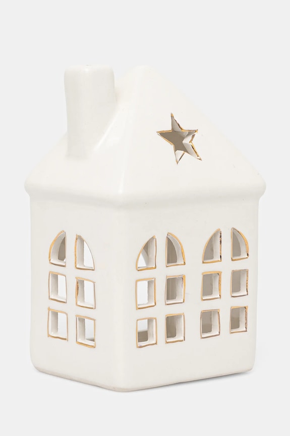 Lampion świąteczny gliniany - domek kolor beżowy RW24-DEUA27 beżowy RW24