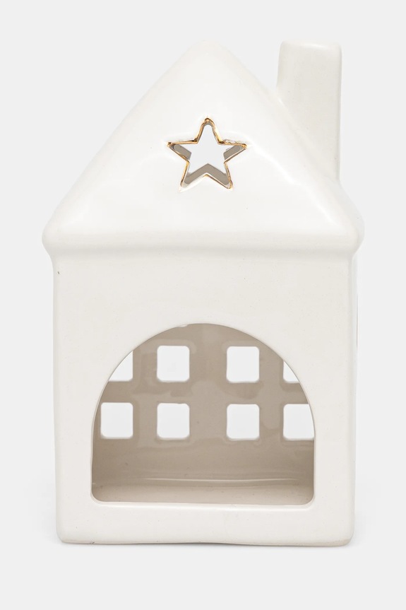 Salon Lampion świąteczny gliniany - domek kolor beżowy RW24-DEUA27 beżowy