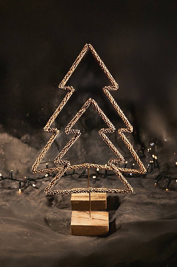 Dekoracja świąteczna stojąca - choinka 29,5 cm kolor brązowy brązowy RW24-DEUA32