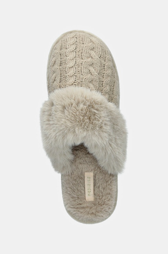 Kapcie damskie z warkoczowym splotem kolor beżowy RW24-KAD804 beżowy