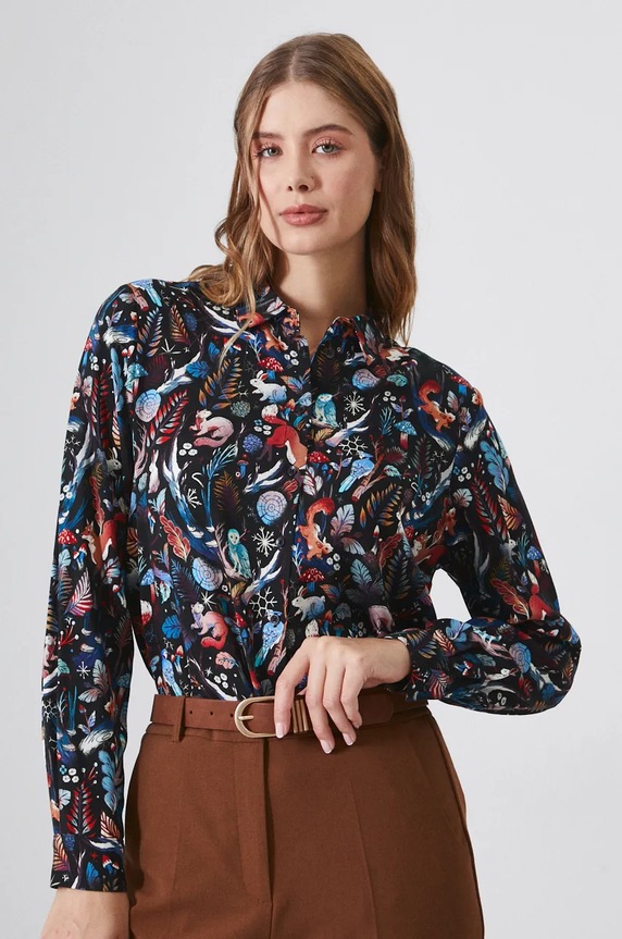 Koszula damska regular wzorzysta kolor multicolor casual multicolor RW24-KDD090