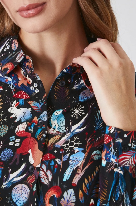 Koszula damska regular wzorzysta kolor multicolor RW24-KDD090 multicolor