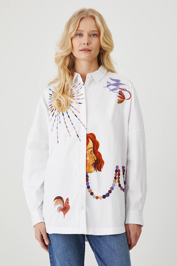 Koszula damska z kolekcji Karolina Matyjaszkowicz x Medicine kolor biały RW24-KDDB50 biały RW24