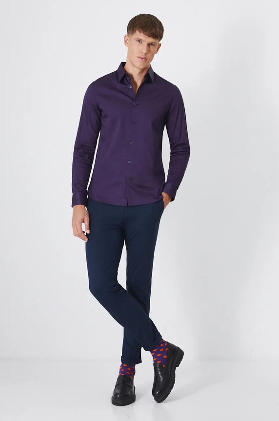 Košile pánská s klasickým límcem, hladký povrch fialová barva RW24-KDM090 fialová RW24