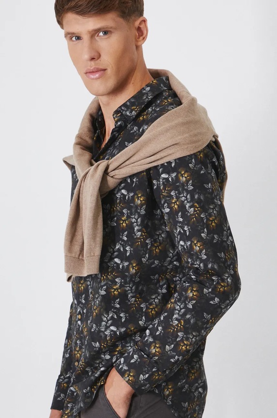 Koszula męska z kołnierzykiem klasycznym wzorzysta kolor multicolor multicolor RW24-KDM097