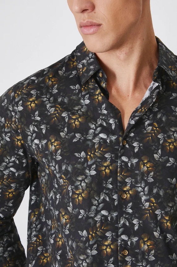 Koszula męska z kołnierzykiem klasycznym wzorzysta kolor multicolor RW24-KDM097 multicolor