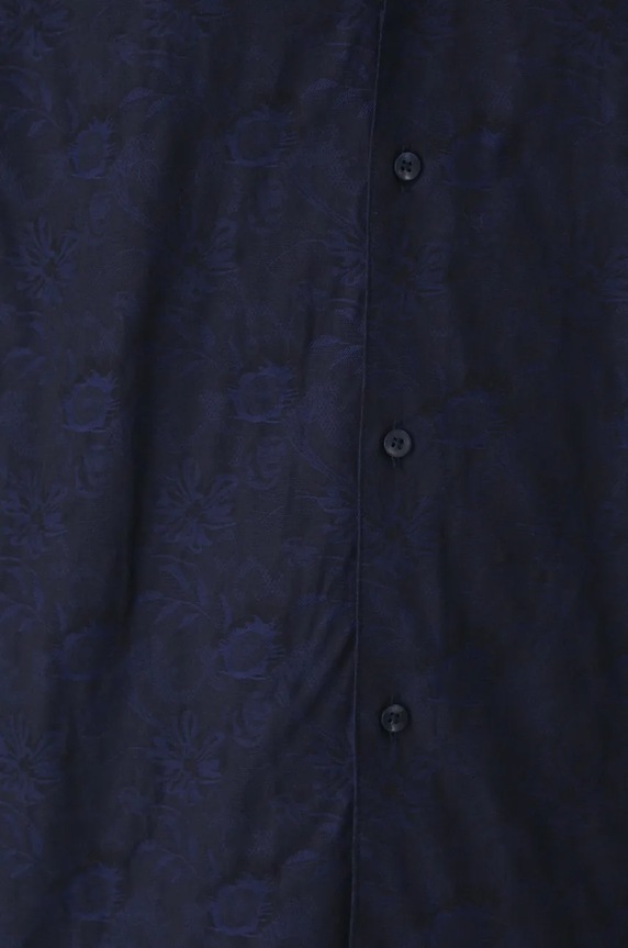 Koszula bawełniana męska z kołnierzykiem klasycznym wzorzysta kolor granatowy RW24-KDM802 granatowy