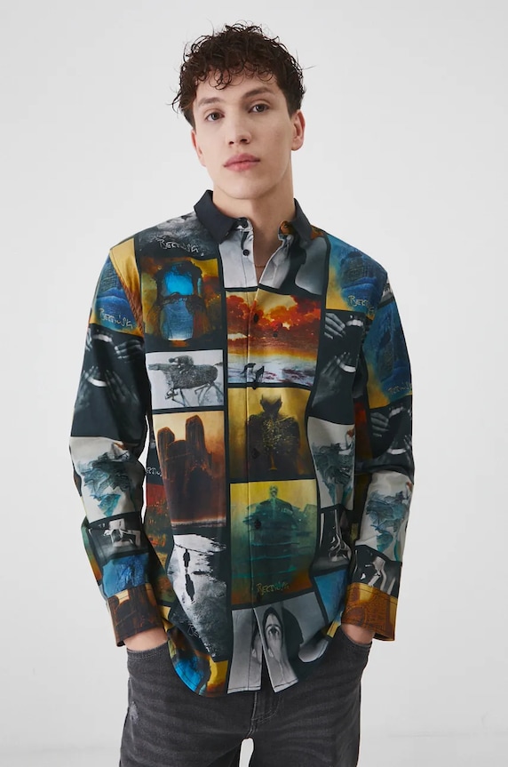 Koszula męska z kolekcji Zdzisław Beksiński x Medicine kolor multicolor casual multicolor RW24-KDM850