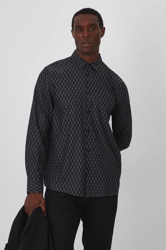 Košulja Medicine sitni uzorak crna RW24-KDMA10